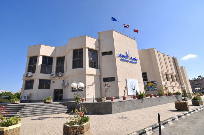 View on the entrance of the main building of the Port Said University (PSU)
